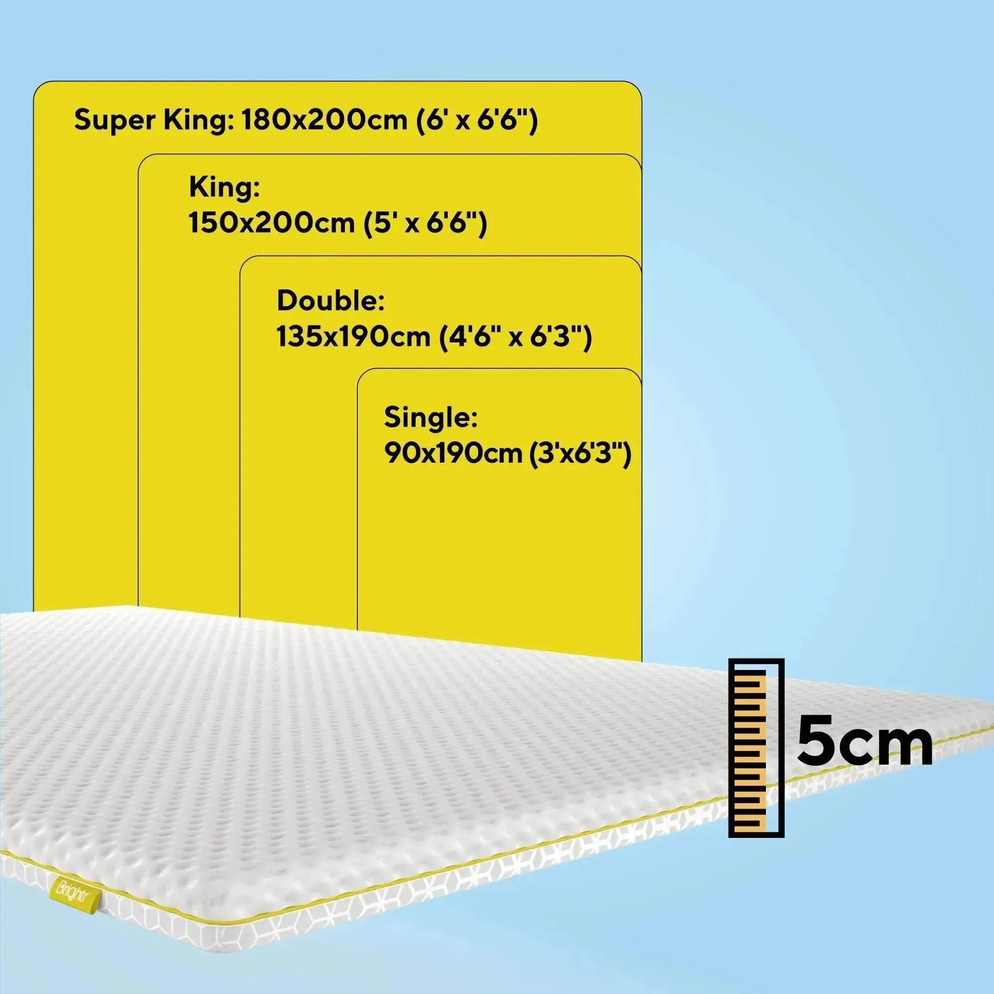 Brightr® Aurora 2 in 1 Best Memory Foam Mattress Topper Soft/Medium Firm - Image 15