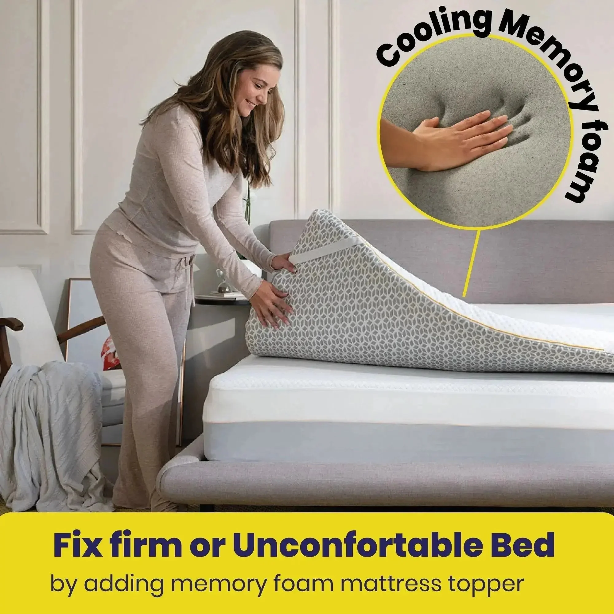 Brightr® Aurora 2 in 1 Best Memory Foam Mattress Topper Soft/Medium Firm - Image 3