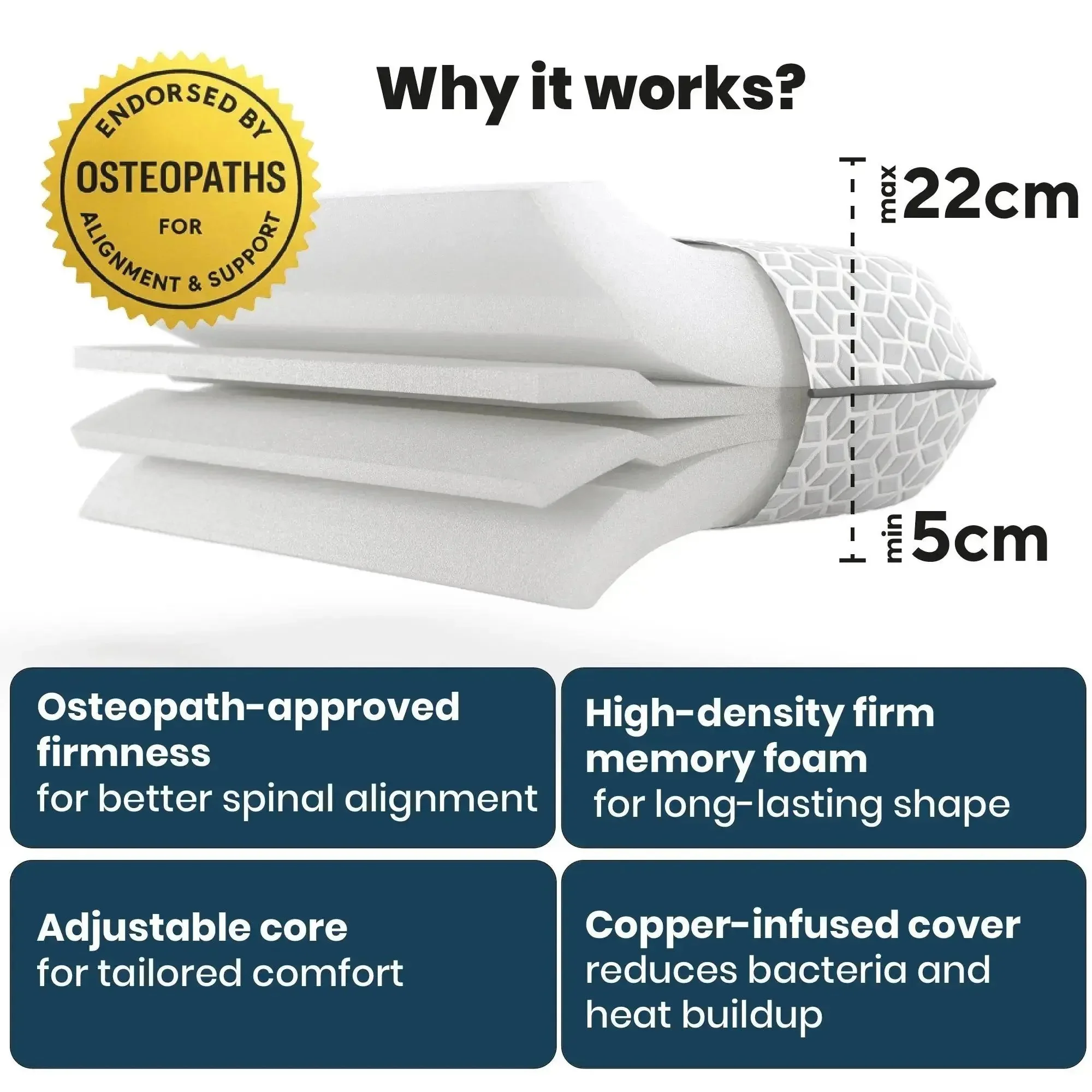 Brightr® Eclipse Adjustable Firm Memory Foam Pillow bundle - Image 9